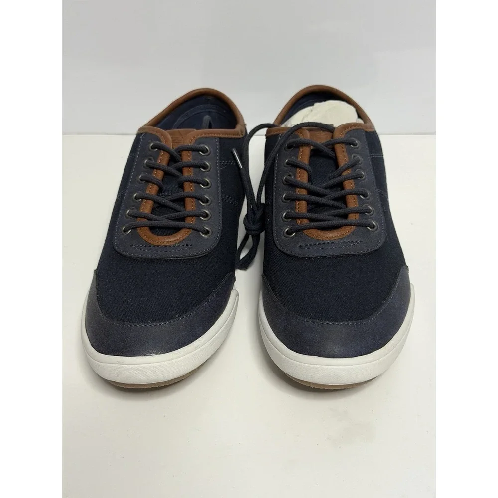 Aldo Mens Navy Blue Brown Round Toe Low Top Lace-Up Sneaker Shoes Size 8 New